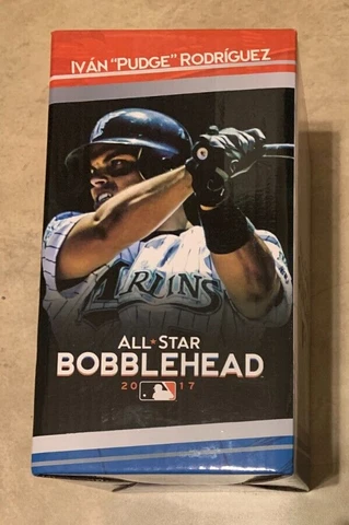 Ivan Pudge Rodriguez 2017 Florida Marlins Bobble Head NEW in original box Cover