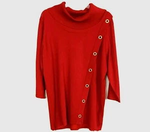 Rollkragen Gr. 2X Pullover Design Damen rot Strick 3/4 Arm Corpcore NEU Z1 - Bild 1 von 7