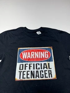 Warning Official Teenager Unbranded T-Shirt Youth Size 12 Funny Quote Black NWT - Picture 1 of 8