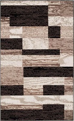Rug Jute Backed Modern Geometric Patchwork Floor Decor f... - Image 1 of 4