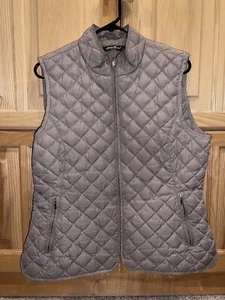 Eddie Bauer Women’s Goose Down Diamond Quilted Vest Tan/Cream Sleeveless L - Picture 1 of 10