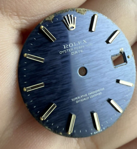 Vintage Rolex 34mm SS Date Rare Blue Wave Stick Marker Dial Ref#1500 - INV#906