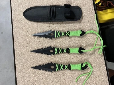 Conjunto de facas 3 peças tactical cor verde - Imagem 1 de 3