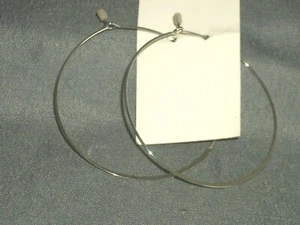 Women's Hoop Pierced Earrings Silver Tone Metal 2 1/8" in Diameter New - Picture 1 of 2