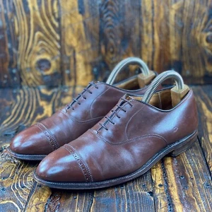 ALDEN 0900 PERFORATED CAP TOE BAL OXFORD BROWN CALF LEATHER SHOES SIZE 9 A/C - Picture 1 of 11