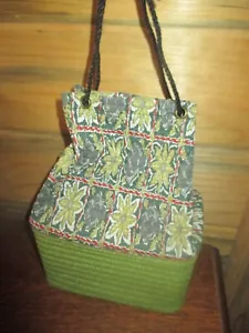 Vintage GRÜN mit BLUMEN Vinyl BLECHDOSE KORDELZUG Handtasche/Geldbörse - 1960er - Bild 1 von 5