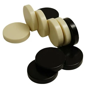 URIA STONE BACKGAMMON CHECKERS 1-1/4" DIAMETER COLORS IVORY & BLACK - Picture 1 of 1