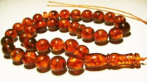 33 cuentas redondas islámicas de oración ámbar báltico natural tasbih prensado B593 - Imagen 1 de 8