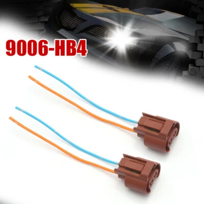 2Pc Wire Pigtail Female U 9006 HB4 Harness Head Light Low Beam Plug Socket Bulb - Image 1 of 4