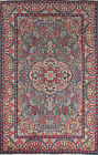 Vintage Niebieski Kirman Kwiatowy Tradycyjny ręcznie tkany dywan obszarowy 5x8 Dywan