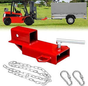 Forklift Hitch Attachment 2" Receiver Pallet Fork Trailer Towing Adapter w/Chain - Picture 1 of 7