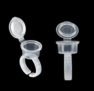 100Pcs Tattoo Ink Pigment Ring Cup Cap Microblading Eyebrow Tattoo Supplies - Picture 1 of 5