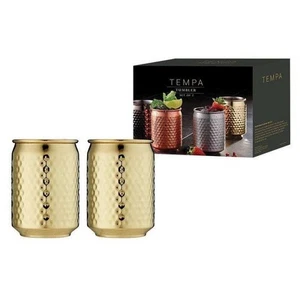 NEW Tempa Spencer Hammered Gold Tumbler Set 2pce - Picture 1 of 1
