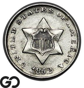 1852 Three Cent Silver Piece, Choice Brilliant Uncirculated++ - Picture 1 of 3