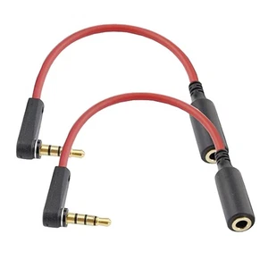 Seadream Audio Extension Cable 2Pack 6 inch 4-Pole 3.5mm Male Right Angle Red  - Picture 1 of 1