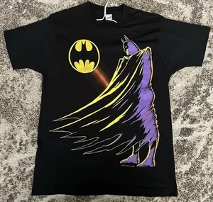 1980er Batman schwarzes T-Shirt ausgezeichnet Large DC Comics Vintage Batsignal hergestellt in den USA - Bild 1 von 4
