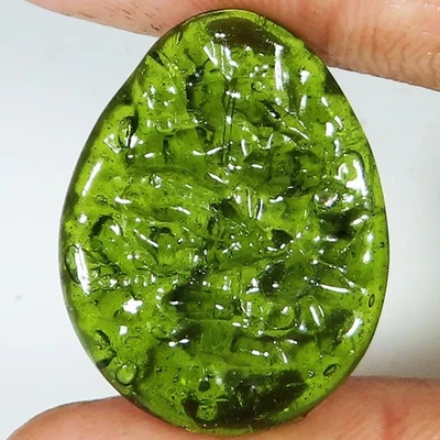 22.40 CT Lab Created Green Moldavite Fancy Cabochon Gemstone 21x27x5 mm GTi176 - Image 1 of 4