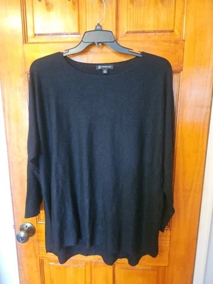 INC 女式长毛衣黑色羊毛混纺 1X 码弹力全新无标签  — 第 1/4 张图片