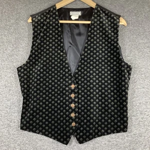 Vintage Britches Great Outdoors Velvet Vest Mens Large Black Patterned Retro - Picture 1 of 7