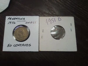 50 Centavos Presidente Juan Perón Libertad 1972 Cabeza y 1951 D Penny - Imagen 1 de 2