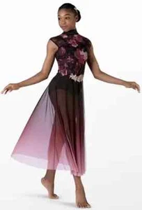 NEW PRINTED FLORAL MESH LYRICAL DRESS WEISSMAN SHOWTIME AUTUMN LEAVES MA 8/10 - Picture 1 of 2
