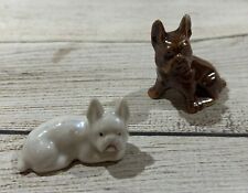 Vintage Lot of 2 Bone China Miniature Dogs French Bulldogs Frenchies Boxers TubP