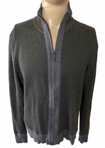 Kenneth Cole New York Sweater M Men’s Full Zip Wool Blend Mick Neck Olive Gray - Picture 1 of 10