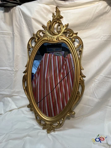 Vintage French Country Rococo Syroco Gold Wall Mantle Mirror 1965 MCM made USA Cover