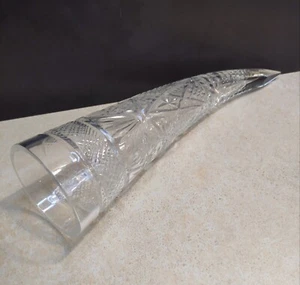 Vintage Soviet Crystal Glass Wine Drinking Horn 13,5" Cup Cornucopia 743g USSR - Picture 1 of 12