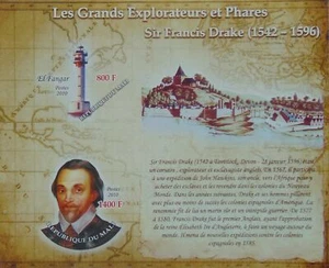 Explorers & Lighthouses Francis Drake captain naval officer #ML1046 IMPERF - Picture 1 of 1