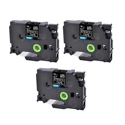 GREENCYCLE 3PK Stencil Label Tape Compatible with Brother P-Touch STe-141 Cassette 18MM