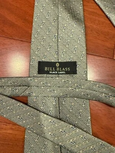 BILL BLASS BLACK LABEL abstrakte Seidenkrawatte Vintage grün Art Deco Design 58" x 4" - Bild 1 von 9