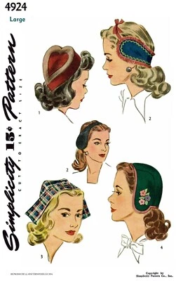 Simplicity 4924 Unique Heart Hat Cap Band Fabric Sewing Pattern Womens Pic S*M*L - Image 1 of 4