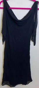 Fiori di Zucca Y2K Kleid Damen schwarz Seide Fee romantisch Wasserfallausschnitt Femme 8 Medium - Bild 1 von 6