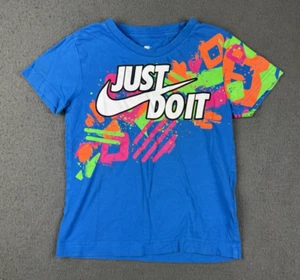Nike Short Sleeve T-Shirt Youth 4 4T Blue Just Do It Neon Thrill Seeker Colorful - Picture 1 of 9