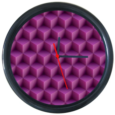 295026 Purple Cubes Wall 3D Optical Illusion 3D Wall Clock Cover