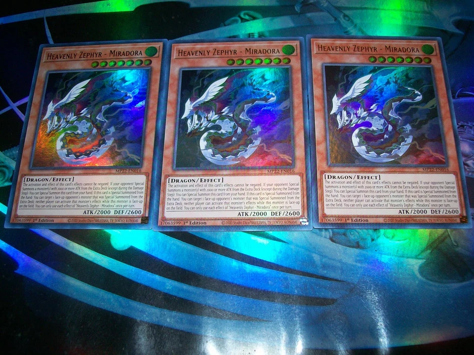 3x Heavenly Zephyr - Miradora 1st Edition Ultra Rare MP22-EN016 Yu-Gi-Oh! - Image 1 of 1