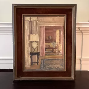 ANTIKER 50er Jahre Holz vergoldet, Samt gefüttert Rahmen Charles Harris Design Original Kunst - Bild 1 von 15