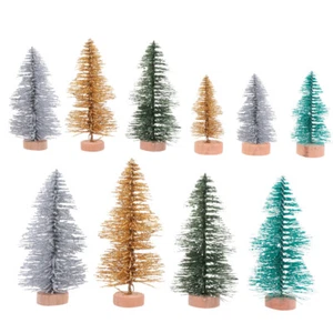 10 Pcs Mini Christmas Tree Ornaments Bottle Brush Trees Artificial Sisal - Picture 1 of 12