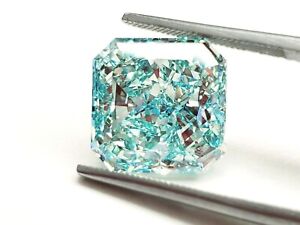 Huge Natural Diamond 11.06CT Fancy Intense Blue-Green Color VS2 GIA Certified 