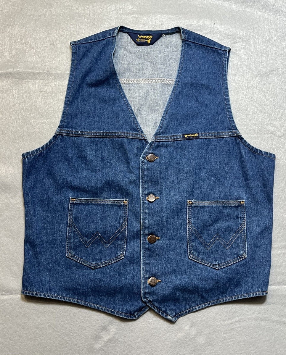 Wrangler Vest Vtg Wrangler Mens Sz Lg Blue Denim Vest Western