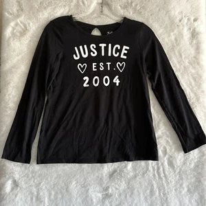 Justice Long Sleeve Black T-Shirt Youth Est. 2004 Girls Size 12 - Picture 1 of 14