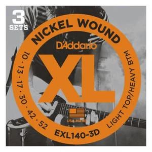 3 Sets of D'Addario EXL140-3D Light Top/Heavy BTM Electric Strings .010 - .052 - Picture 1 of 3