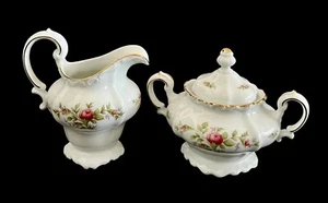 Juego de crema y azucarero vintage Johann Haviland musgo rosa Alemania excelente - Imagen 1 de 16