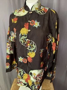Vintage womens Kimono Blouse Wooden Buttons Asian Top California Girl Geisha - Picture 1 of 11