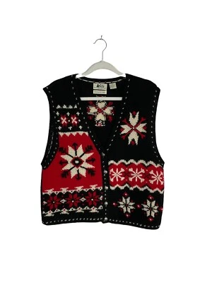 REI 100% 羊毛复古厚针织北欧开衫背心 L 码冰岛层 — 第 1/4 张图片