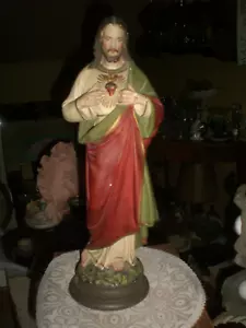Heiligenfigur/Stuck - Herz Jesus - um 1900,mehrfarbig bemalt,höhe 41cm - Bild 1 von 1