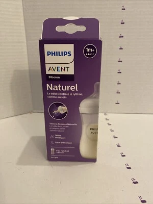 Philips Avent Natural Baby Bottle With Natural Response Nipple Clear 9 oz. NEW - Image 1 of 4