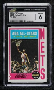 1974-75 Topps Julius Erving (Spelling Irving on Back) #200 CGC 6 HOF - Picture 1 of 3
