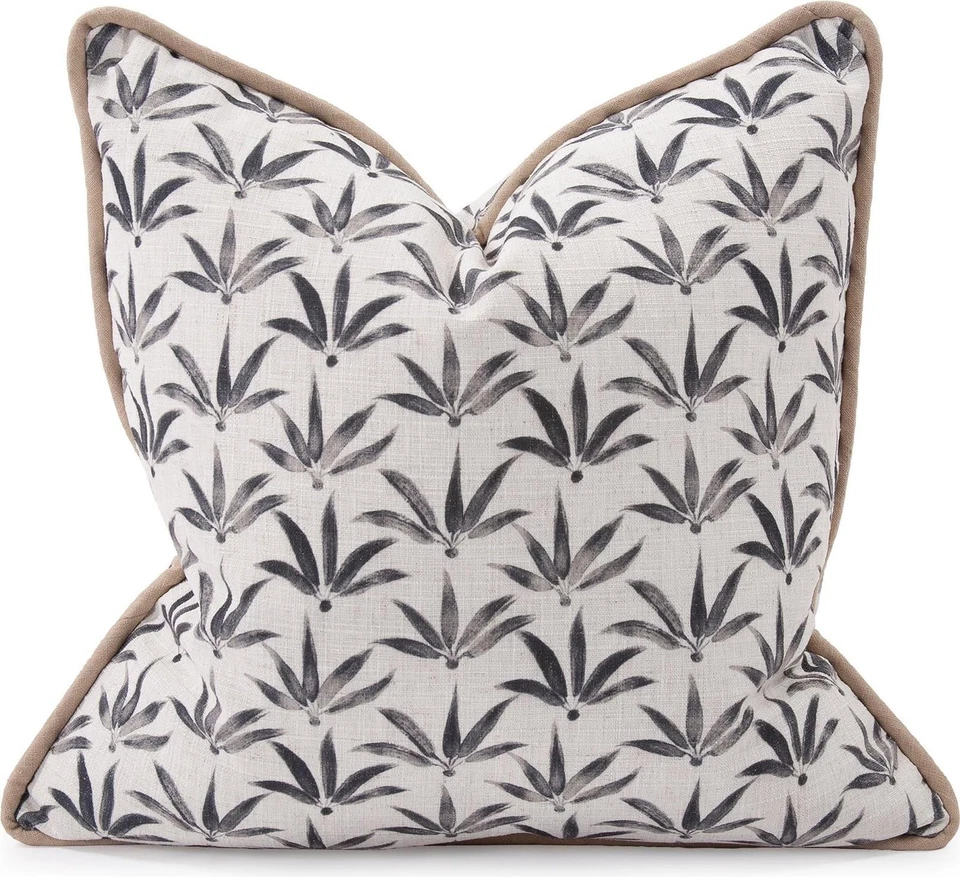 Charcoal Foliage Woven Pillow-Hemp Collection - Image 1 of 1